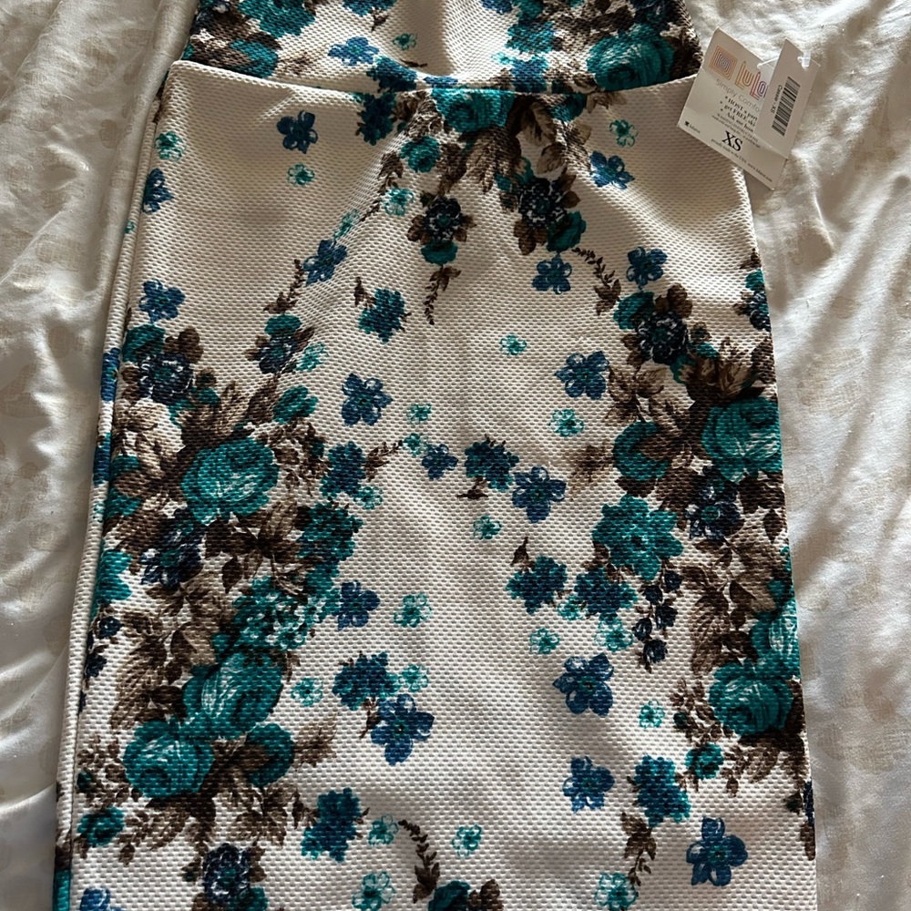 Floral Patterned Skirt - Teal and Brown